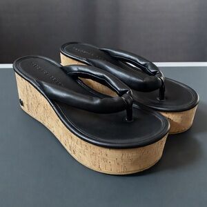 Veronica Beard Black Platform Wedge Sandals